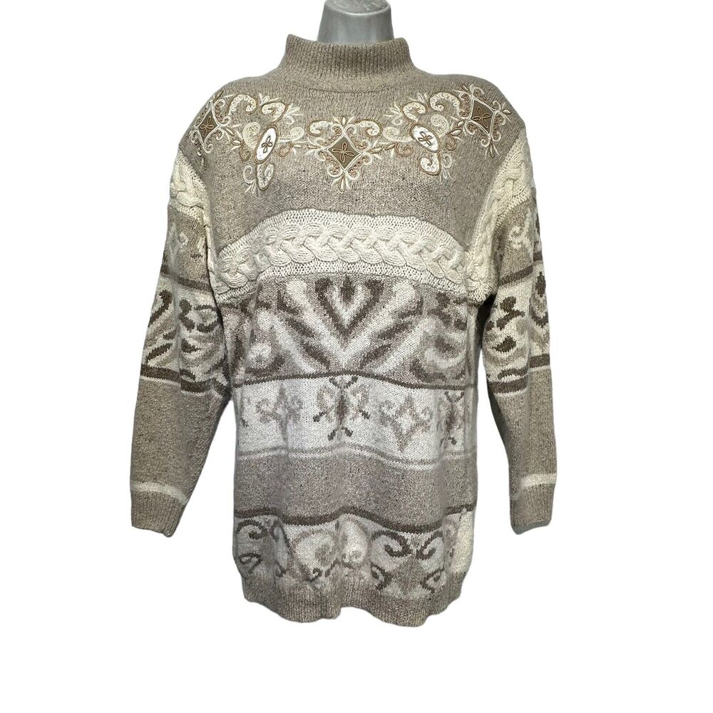 vintage IB diffussion Embroidered cable knit mohair sweater Size XS